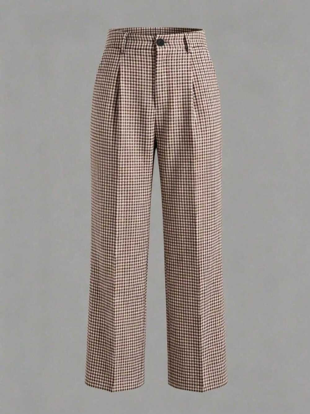 Multicolor Casual Women's Plaid High Waist Straight Leg Pants - Picture 6 of 8